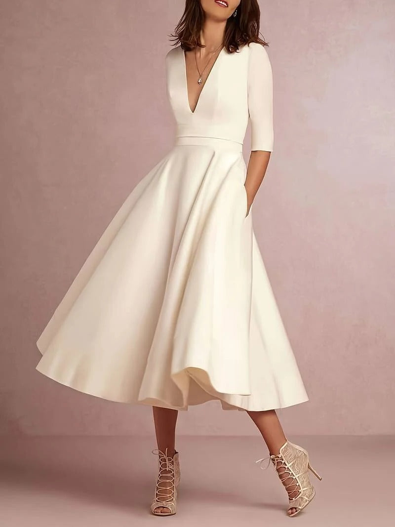 Chic Low Neck Ladies Dress - Pexav