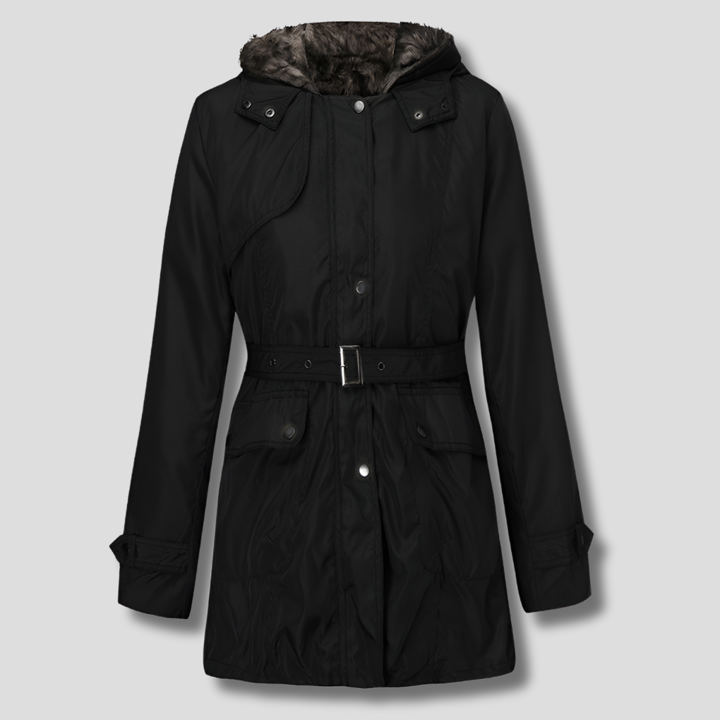 Warm Ladies Coat with Faux Fur Inside - Olytrend