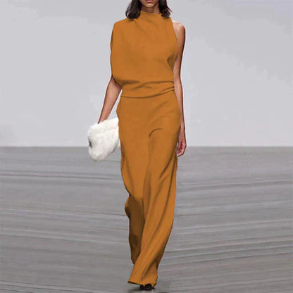 Elegant Women's One Shoulder Wide Leg Jumpsuit