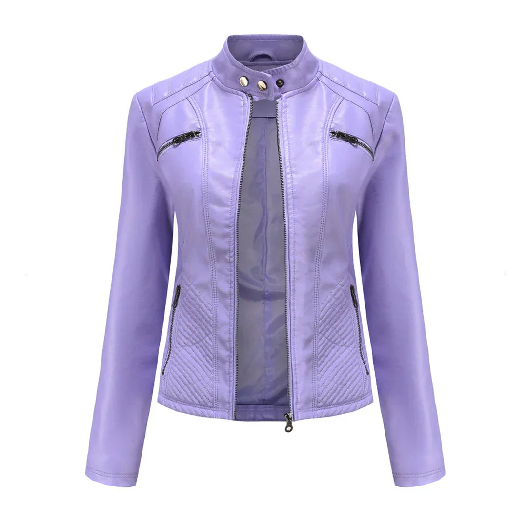 Chic Vegan Leather Biker Jacket for Women