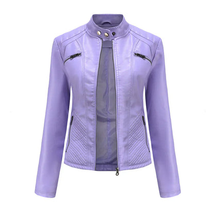 Chic Vegan Leather Biker Jacket for Women