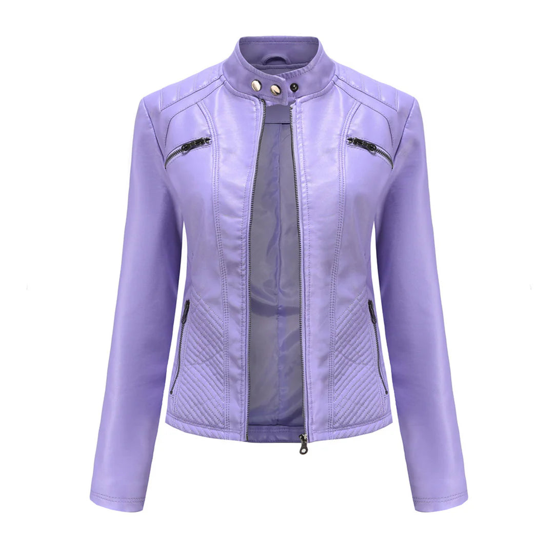 Fashionable Synthetic Leather Ladies Coat