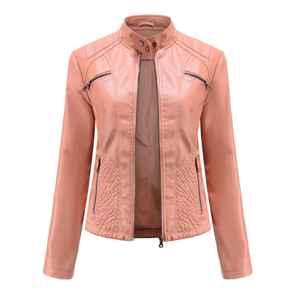 Chic Vegan Leather Biker Jacket for Women