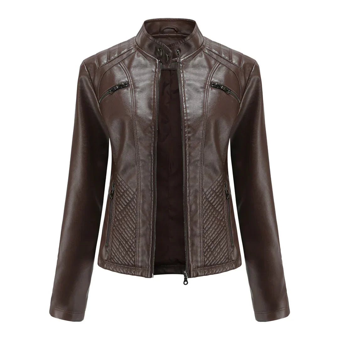 Chic Vegan Leather Biker Jacket for Women
