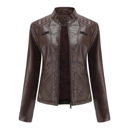 Chic Vegan Leather Biker Jacket for Women