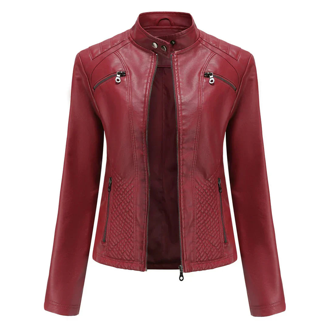 Chic Vegan Leather Biker Jacket for Women