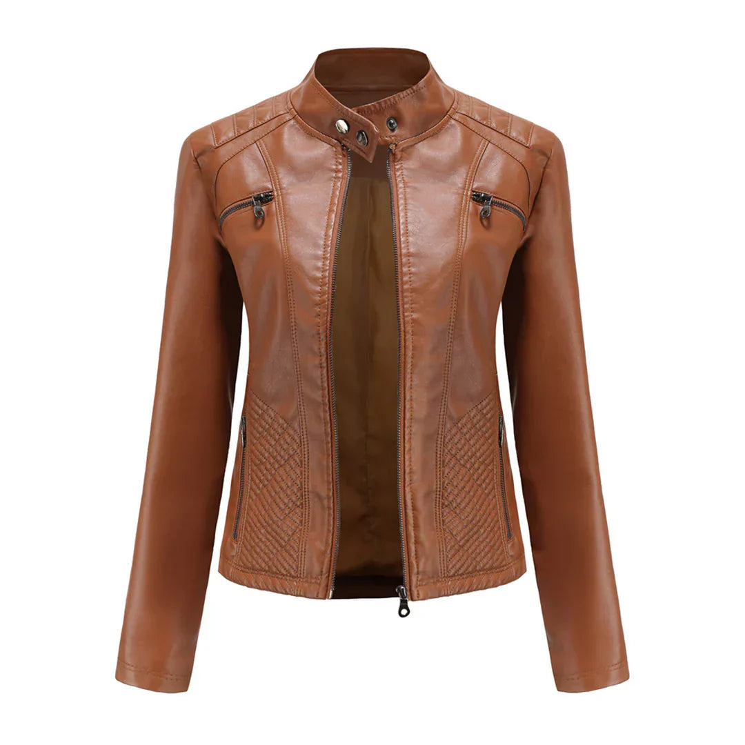 Chic Vegan Leather Biker Jacket for Women