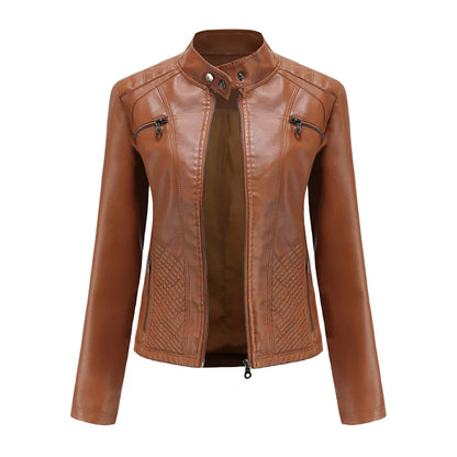 Chic Vegan Leather Biker Jacket for Women