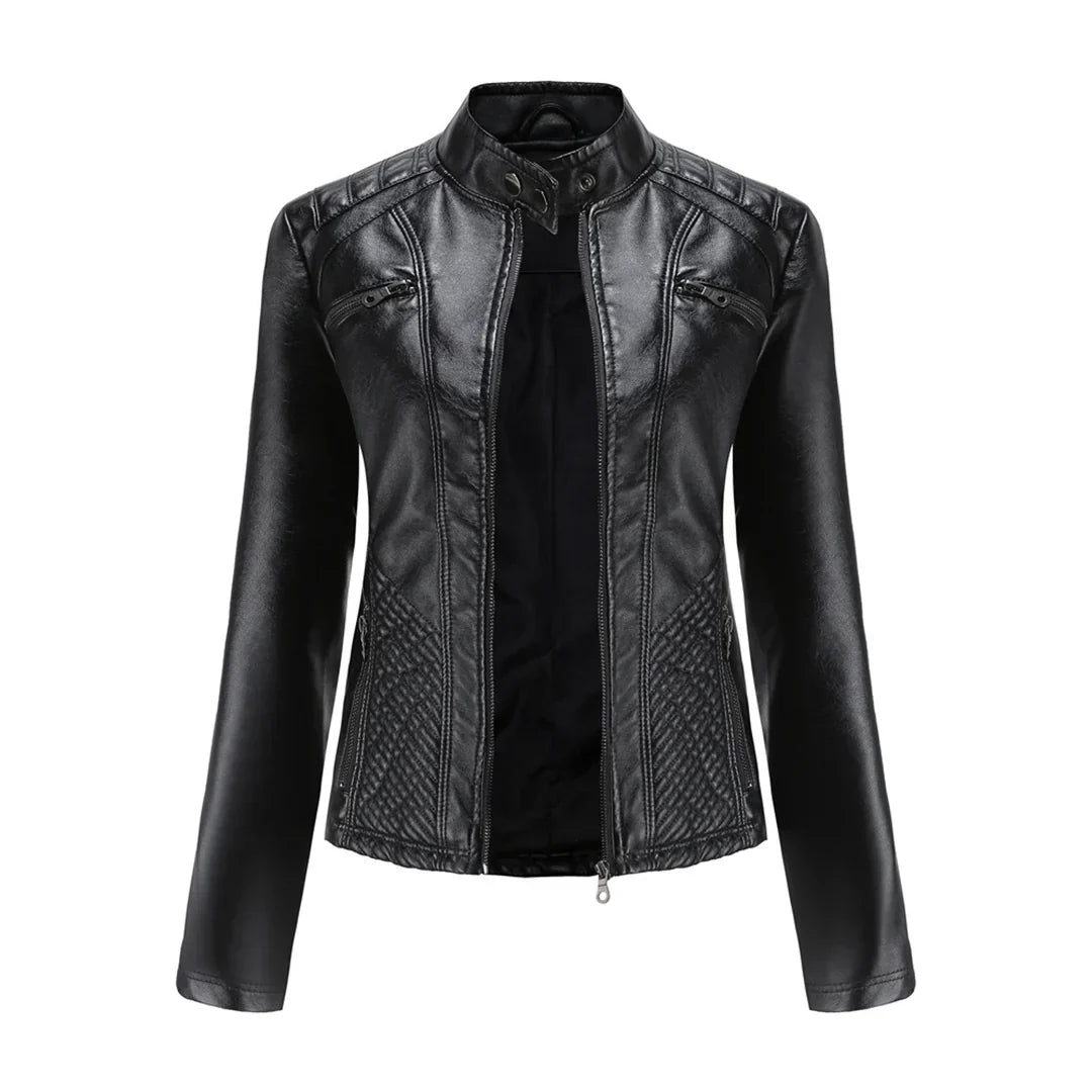 Chic Vegan Leather Biker Jacket for Women