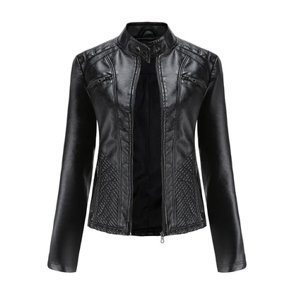 Chic Vegan Leather Biker Jacket for Women