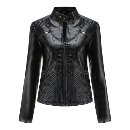 Fashionable Synthetic Leather Ladies Coat