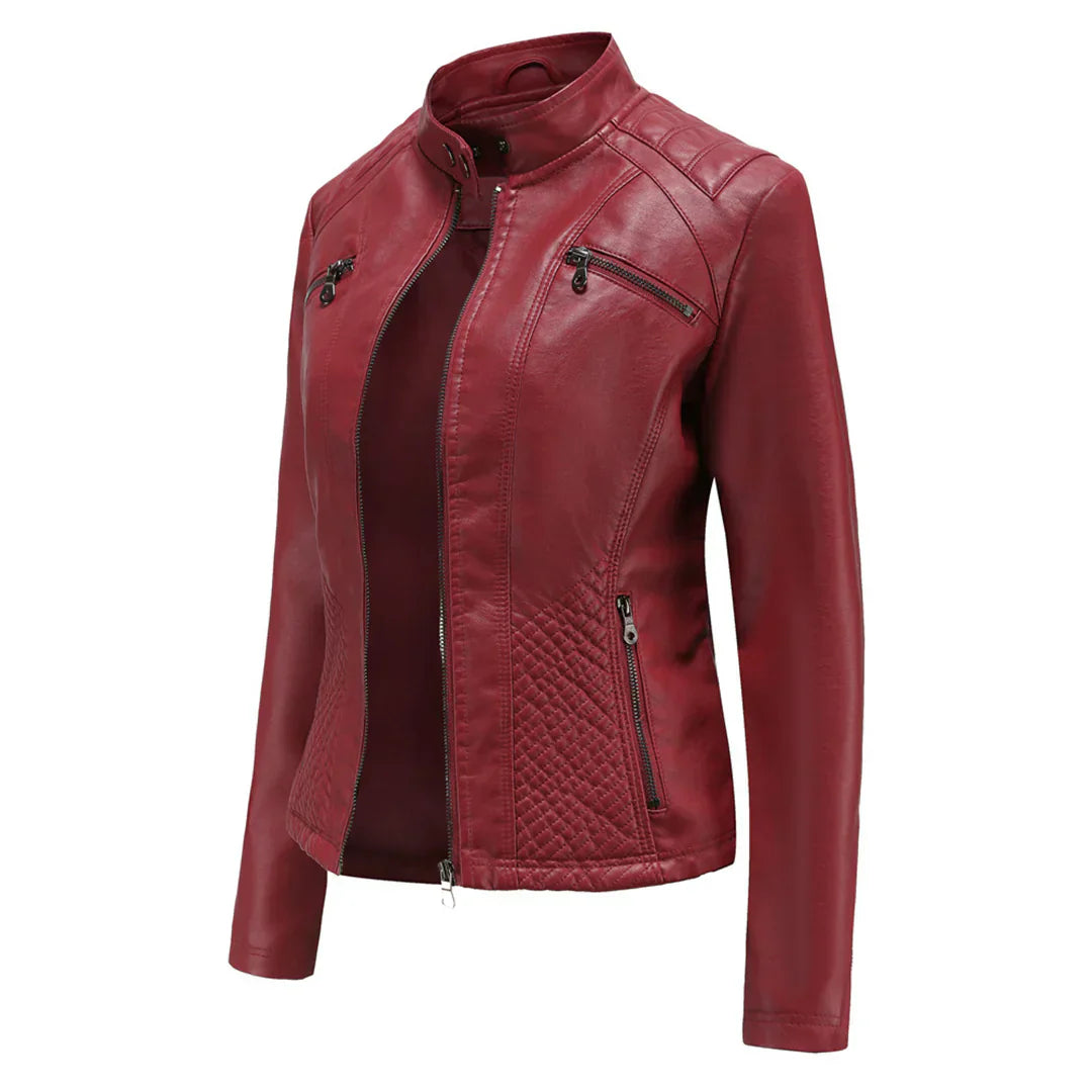 Chic Vegan Leather Biker Jacket for Women