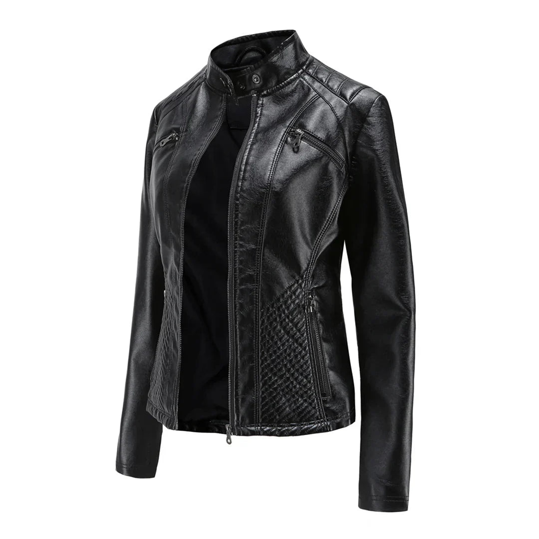 Chic Vegan Leather Biker Jacket for Women