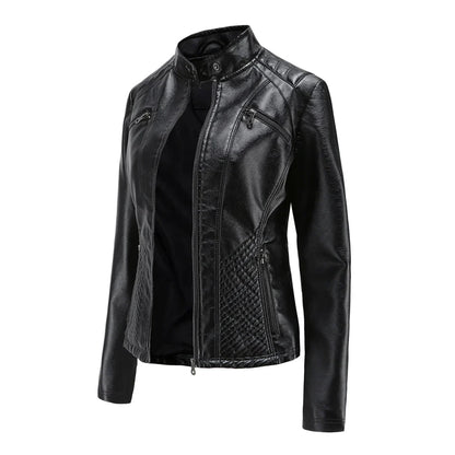 Chic Vegan Leather Biker Jacket for Women