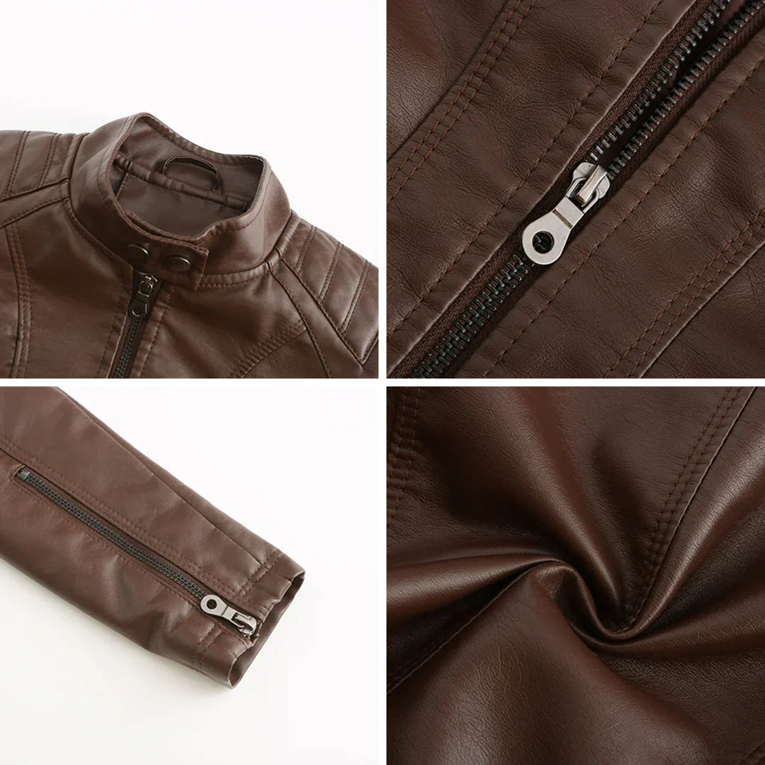 Chic Vegan Leather Biker Jacket for Women