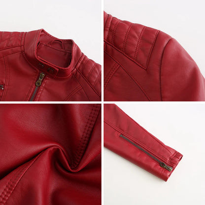 Fashionable Synthetic Leather Ladies Coat