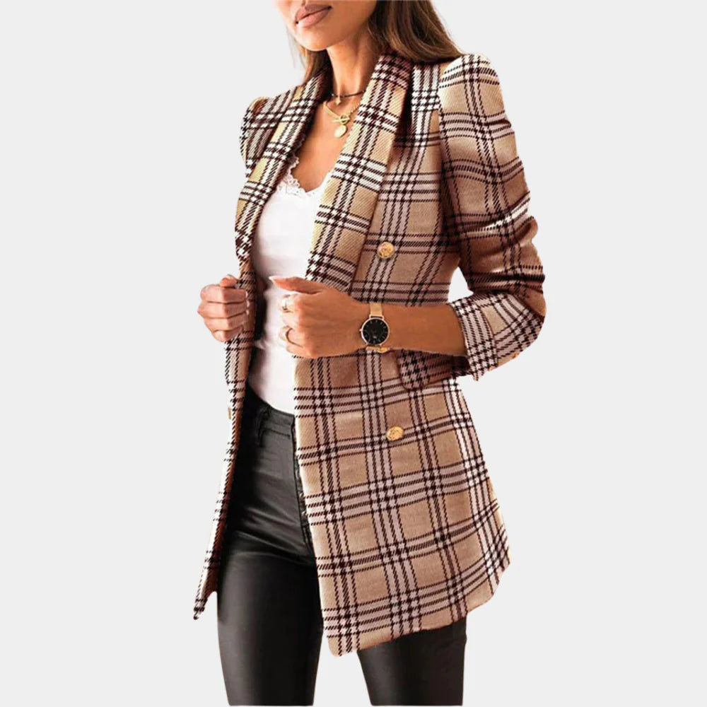 Fashionable Ladies' Checked Jacket