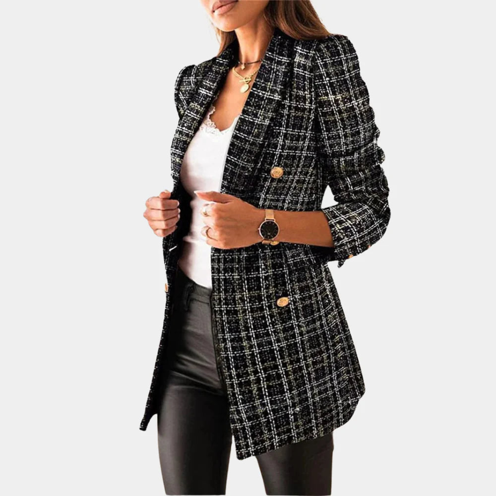 Fashionable Ladies' Checked Jacket