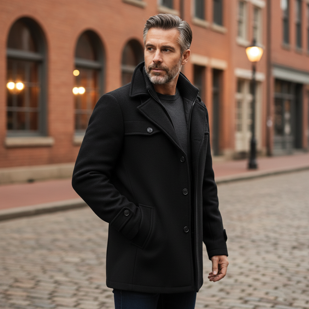 Warm Wool pea Coat for Men - Nocini