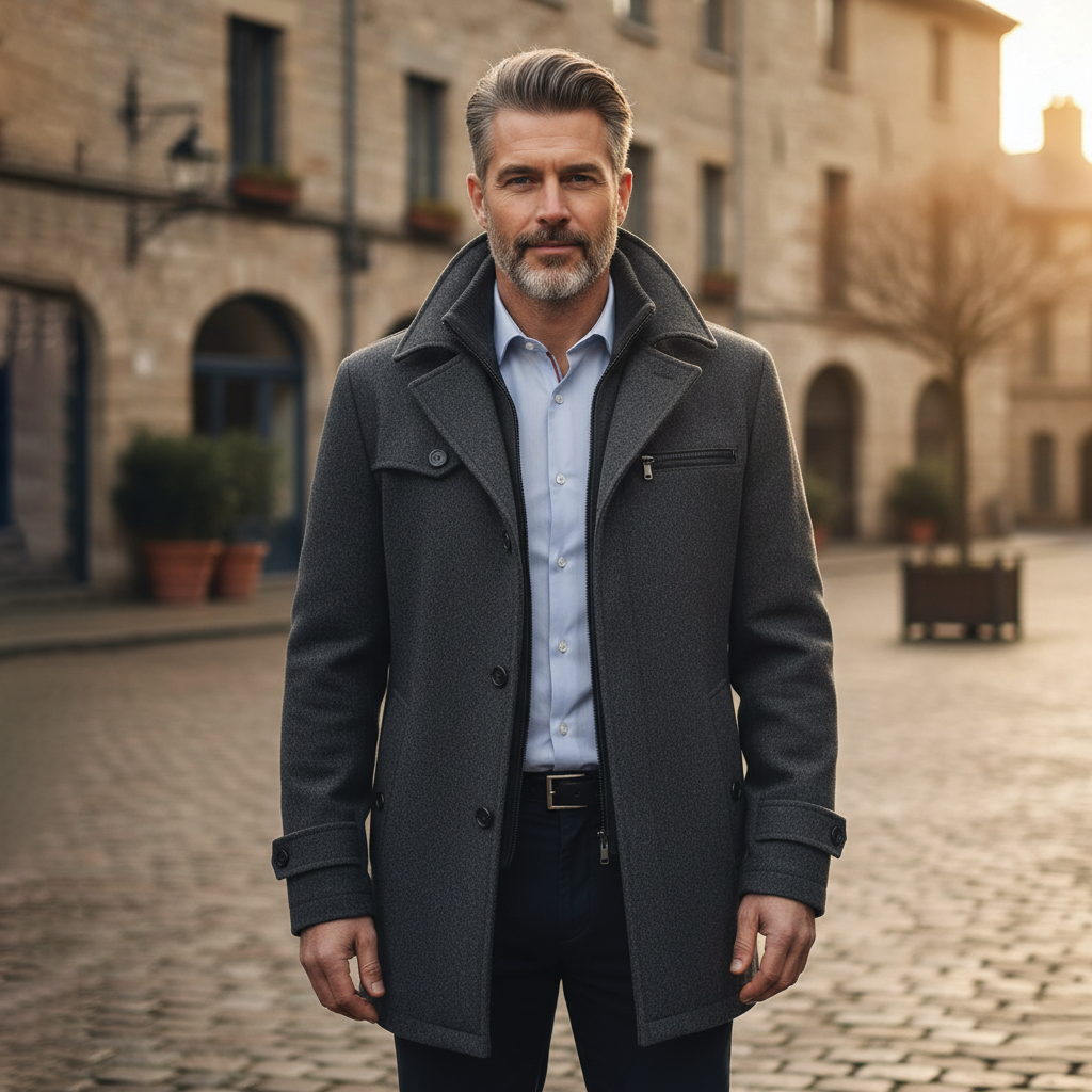 Warm Wool pea Coat for Men