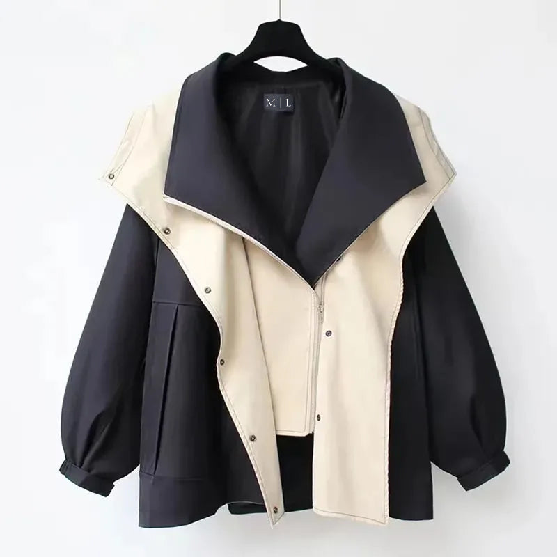 Casual Loose Fit Colorblock Jacket - Nocini