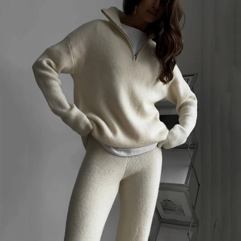Casual Fit Crew Neck Sweater Pants Set - Nocini