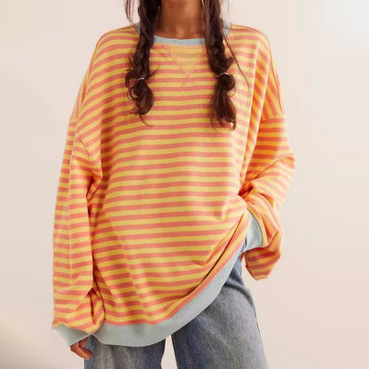 Soft Relaxed Fit Striped Hoodie for Women - Nocini