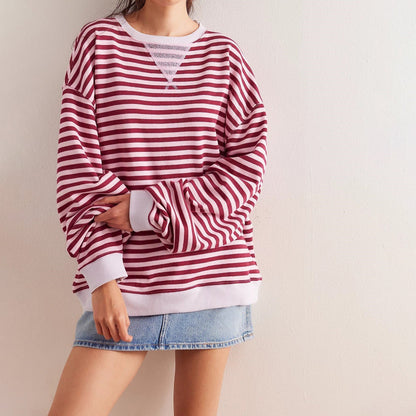Soft Relaxed Fit Striped Hoodie for Women