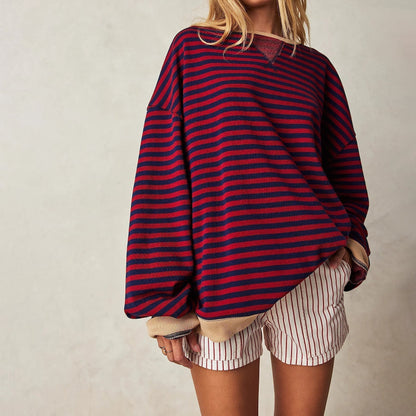 Soft Relaxed Fit Striped Hoodie for Women