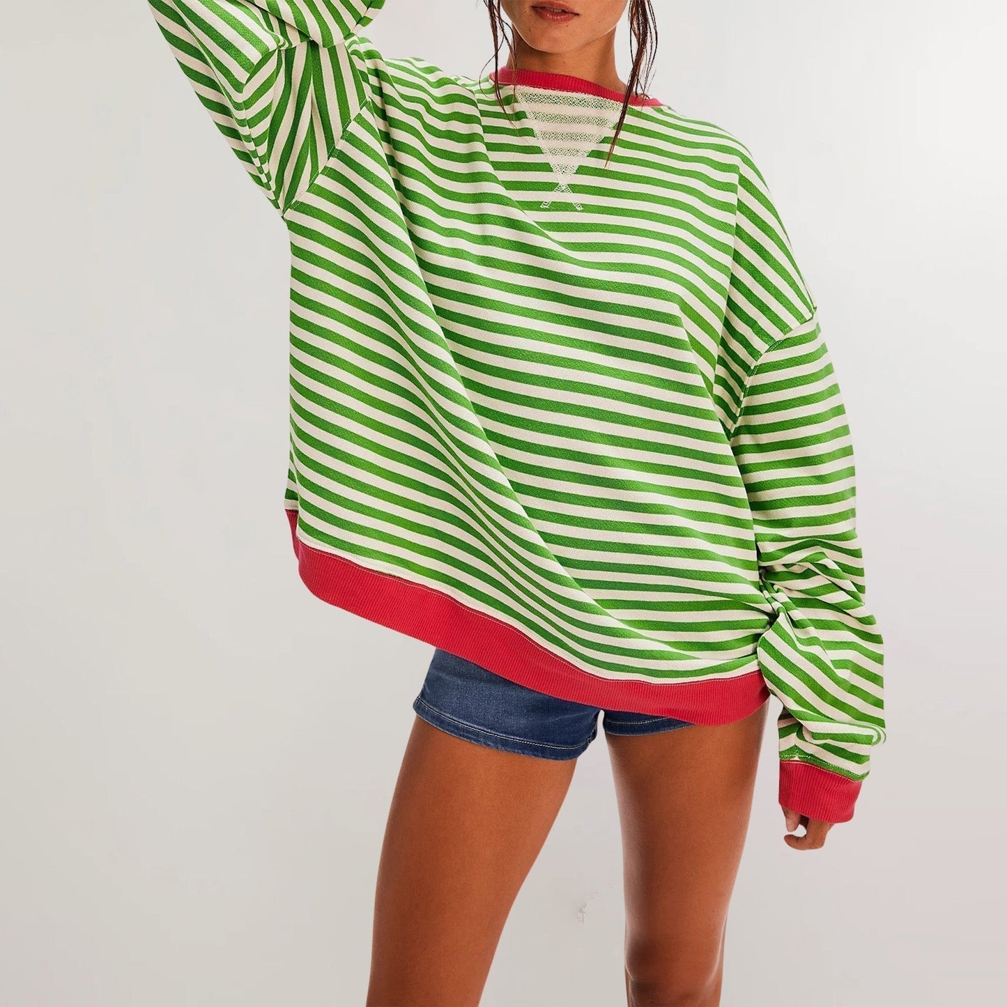 Soft Relaxed Fit Striped Hoodie for Women