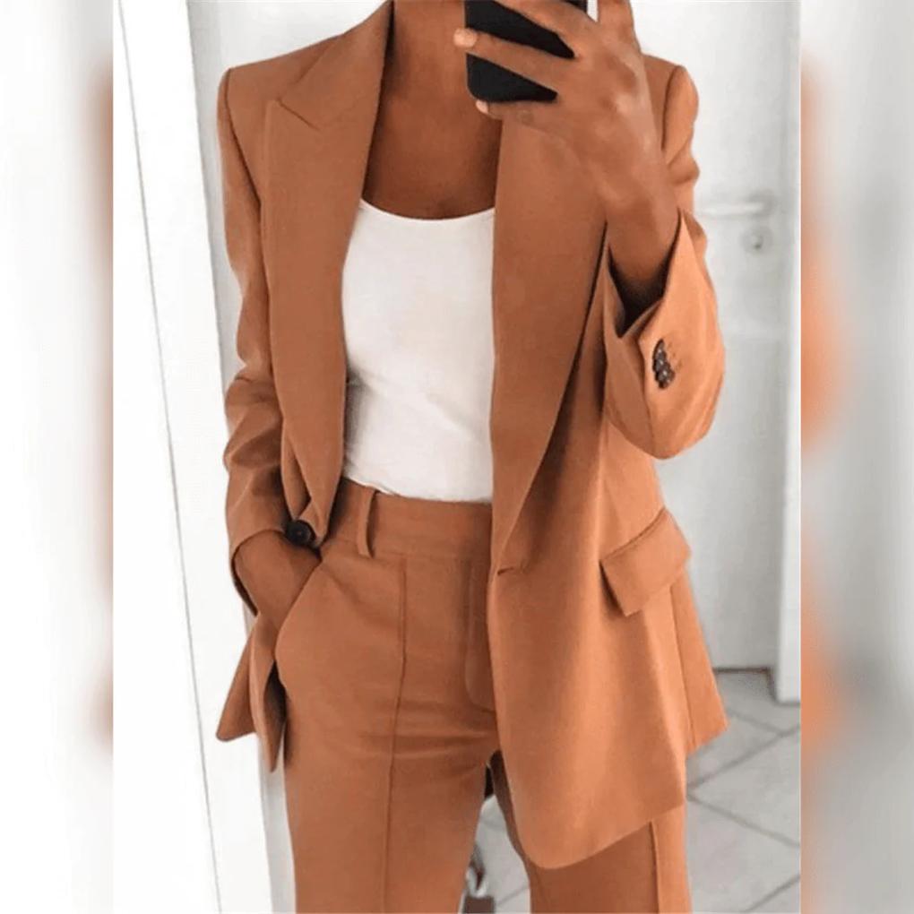 Classic 2-Piece Ladies Suit Set - Sophisticated Office Wear