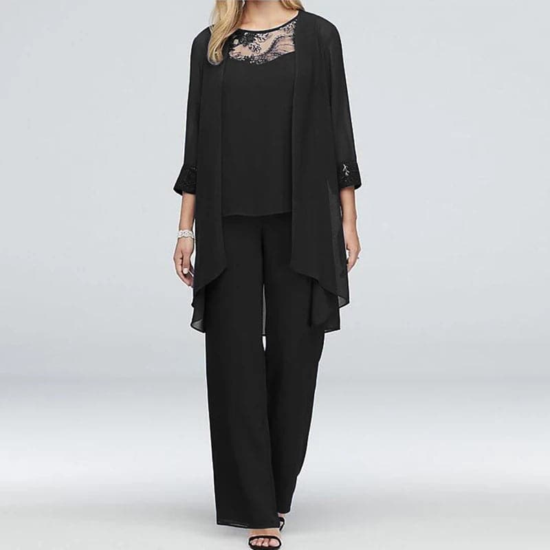 Relaxed Fit Women's Jumpsuit Set with Jacket and Lace Top