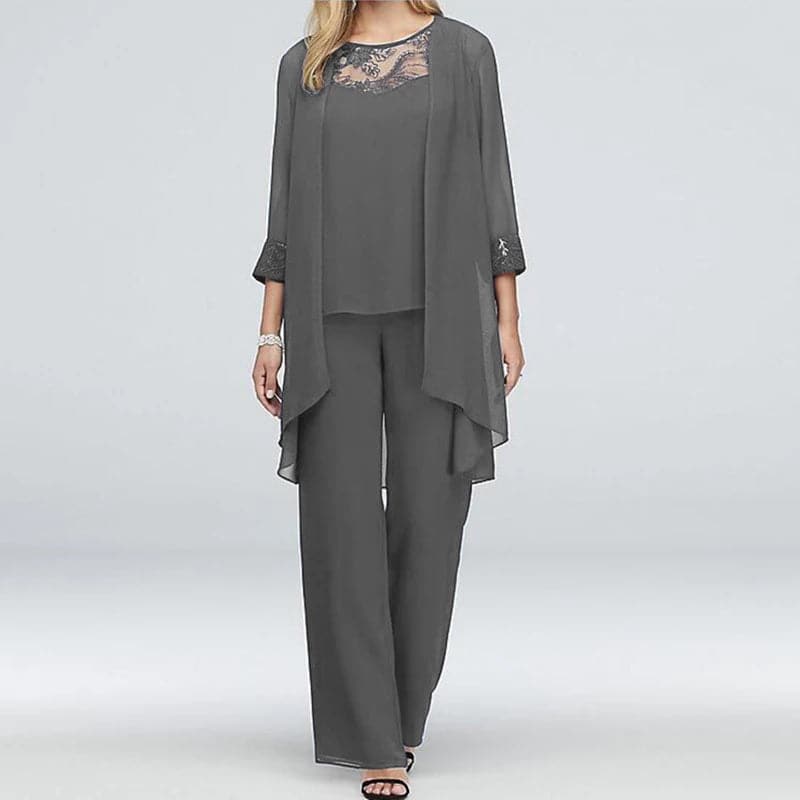 Relaxed Fit Women's Jumpsuit Set with Jacket and Lace Top