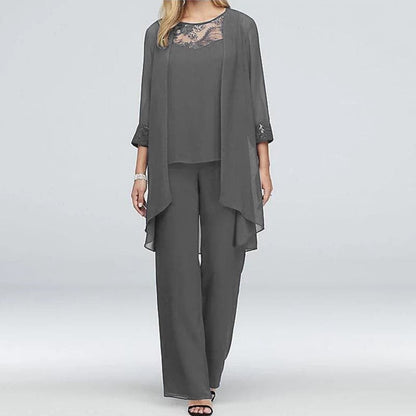 Relaxed Fit Women's Jumpsuit Set with Jacket and Lace Top