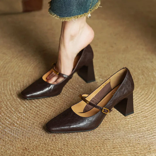 Classic Low Block Heel Shoes - Nocini