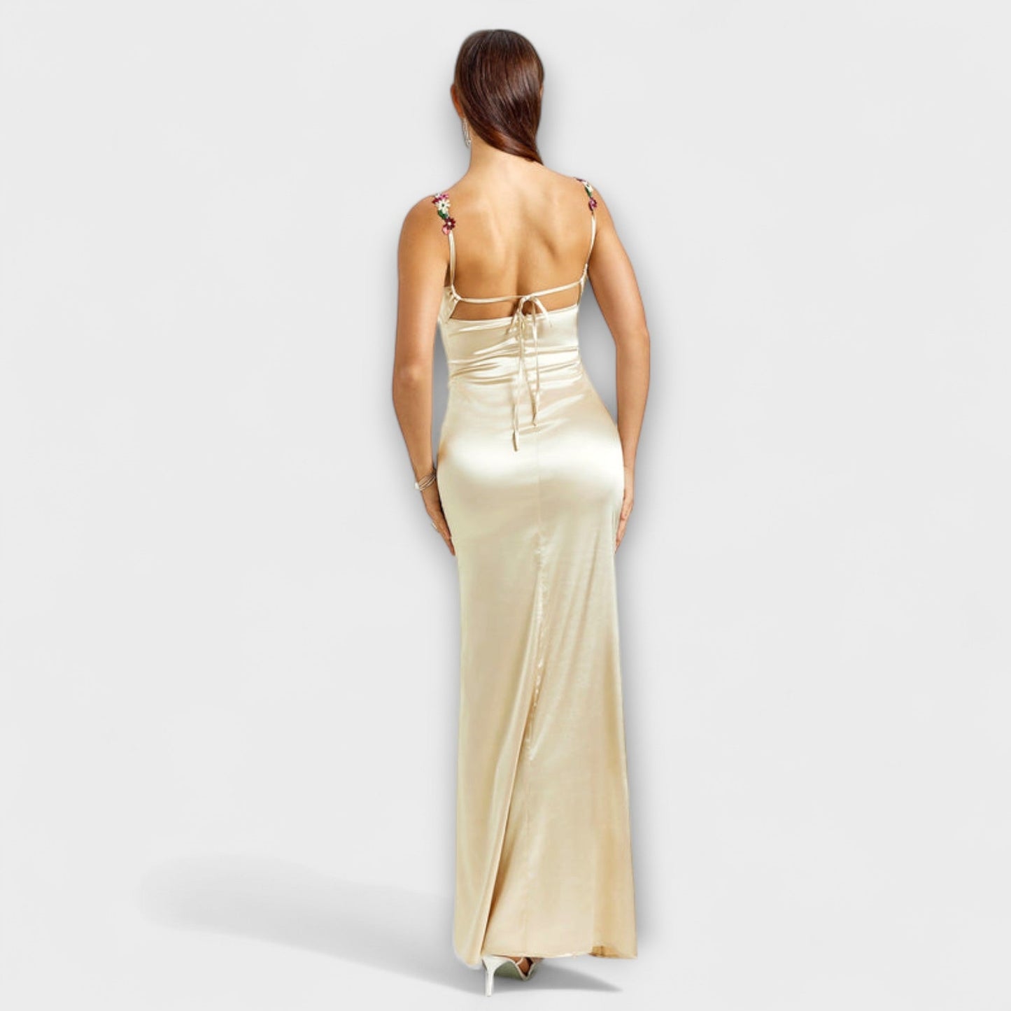 Luxurious Evening Dress with Lace Back Detail