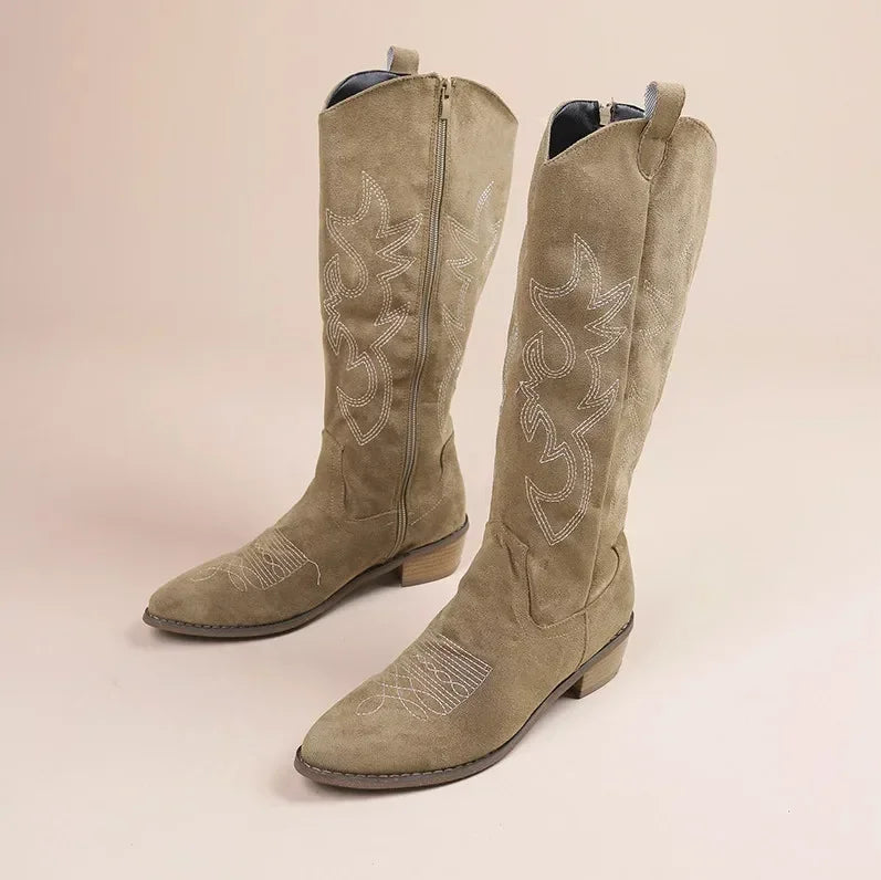 Fashionable Women's Cowboy Boots - High Knee Comfort Fit