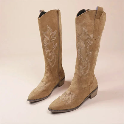 Fashionable Women's Cowboy Boots - High Knee Comfort Fit