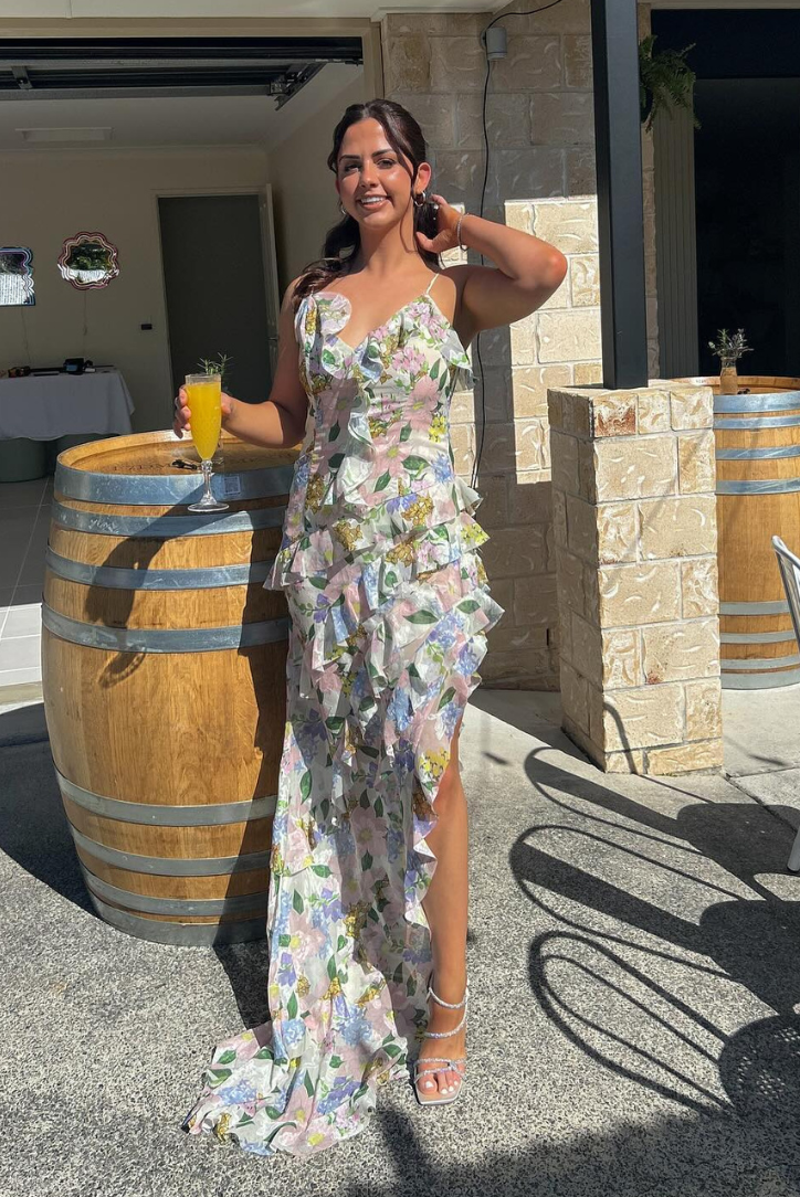 Women's Floral V-Neck Maxi Dress Lightweight - Nocini