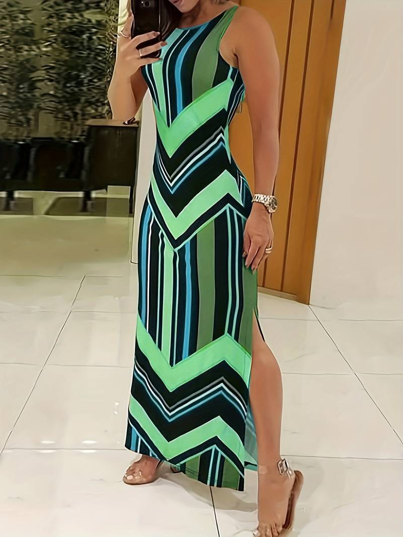 Chic Sleeveless Maxi Dress with High Neckline - Nocini