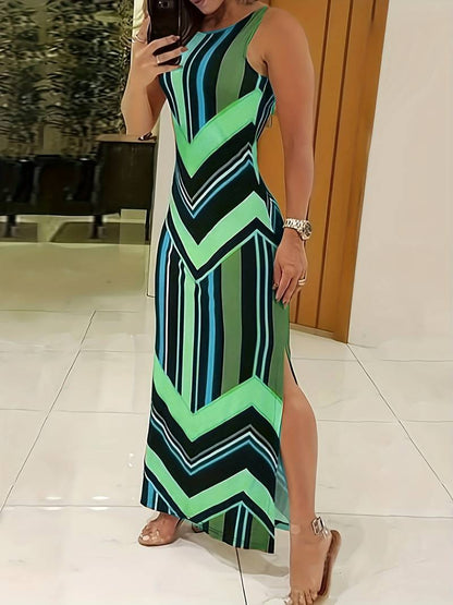 Chic Sleeveless Maxi Dress with High Neckline - Nocini