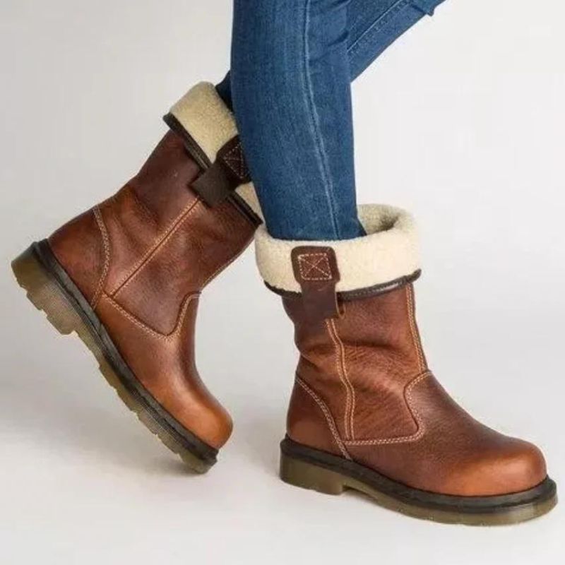 Warm Leather Ankle Boots for Women - Soft Comfortable Footwear - Nocini