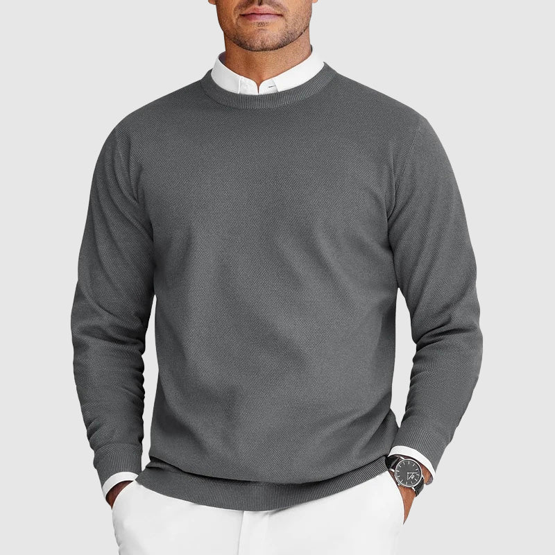 Classic Fit Ribbed Long Sleeve Knit Sweater