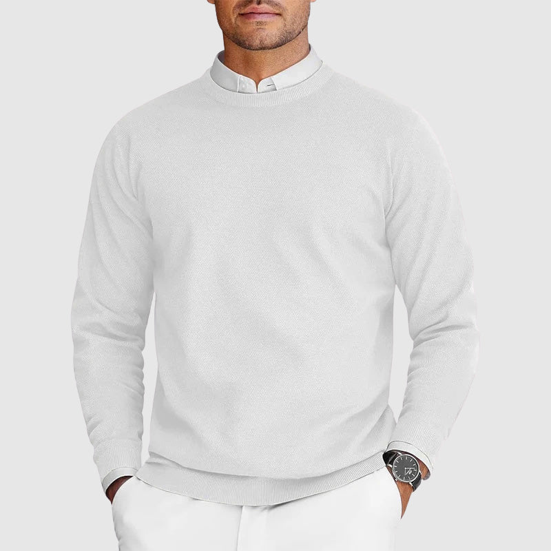 Classic Fit Ribbed Long Sleeve Knit Sweater