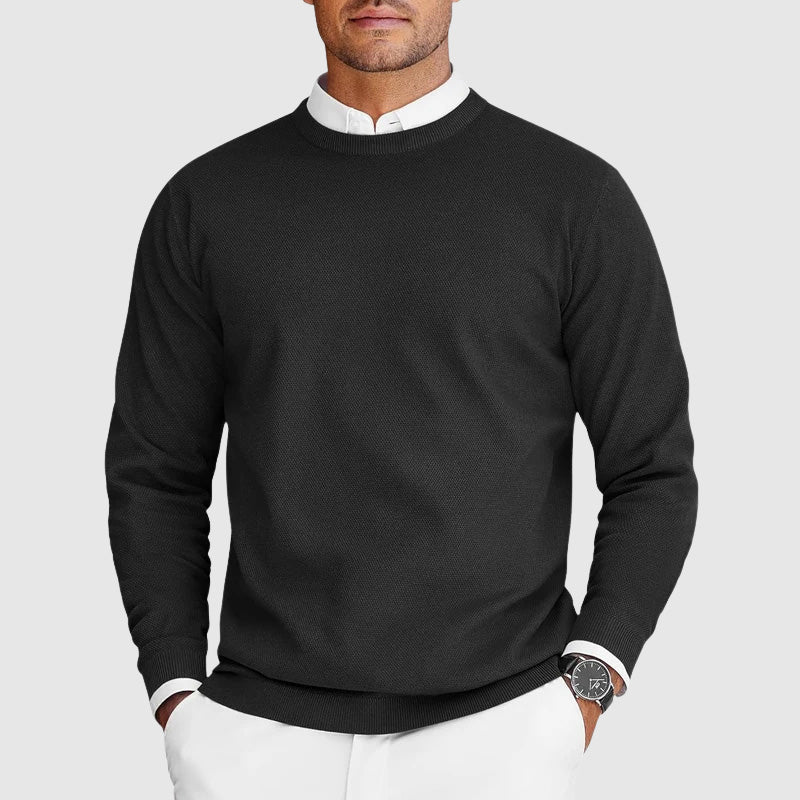 Classic Fit Ribbed Long Sleeve Knit Sweater - Nocini