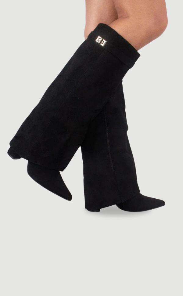 Tall Brown Leather Boots with Buckle Strap