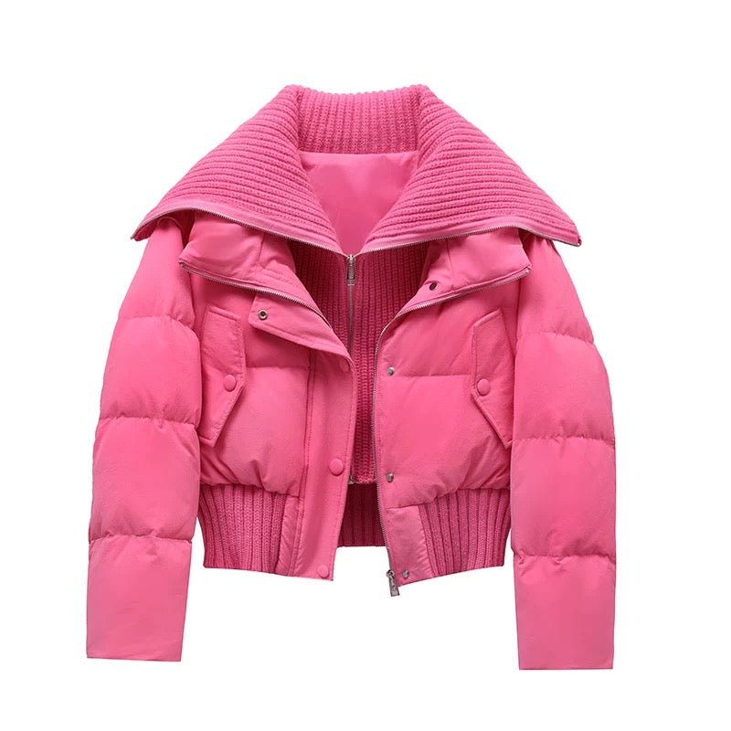 Warm Quilted Down Jacket | Oversized High Neck Coat