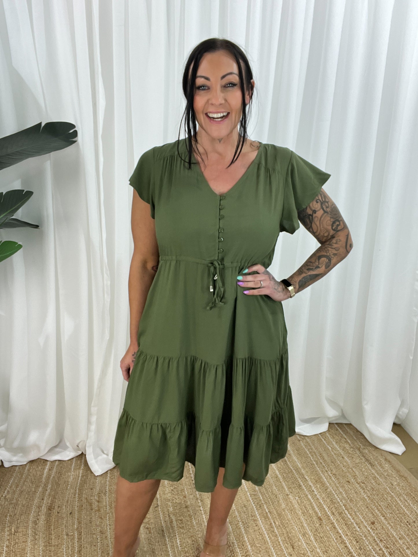 Casual V-Neck Short Sleeve A-Line Dress