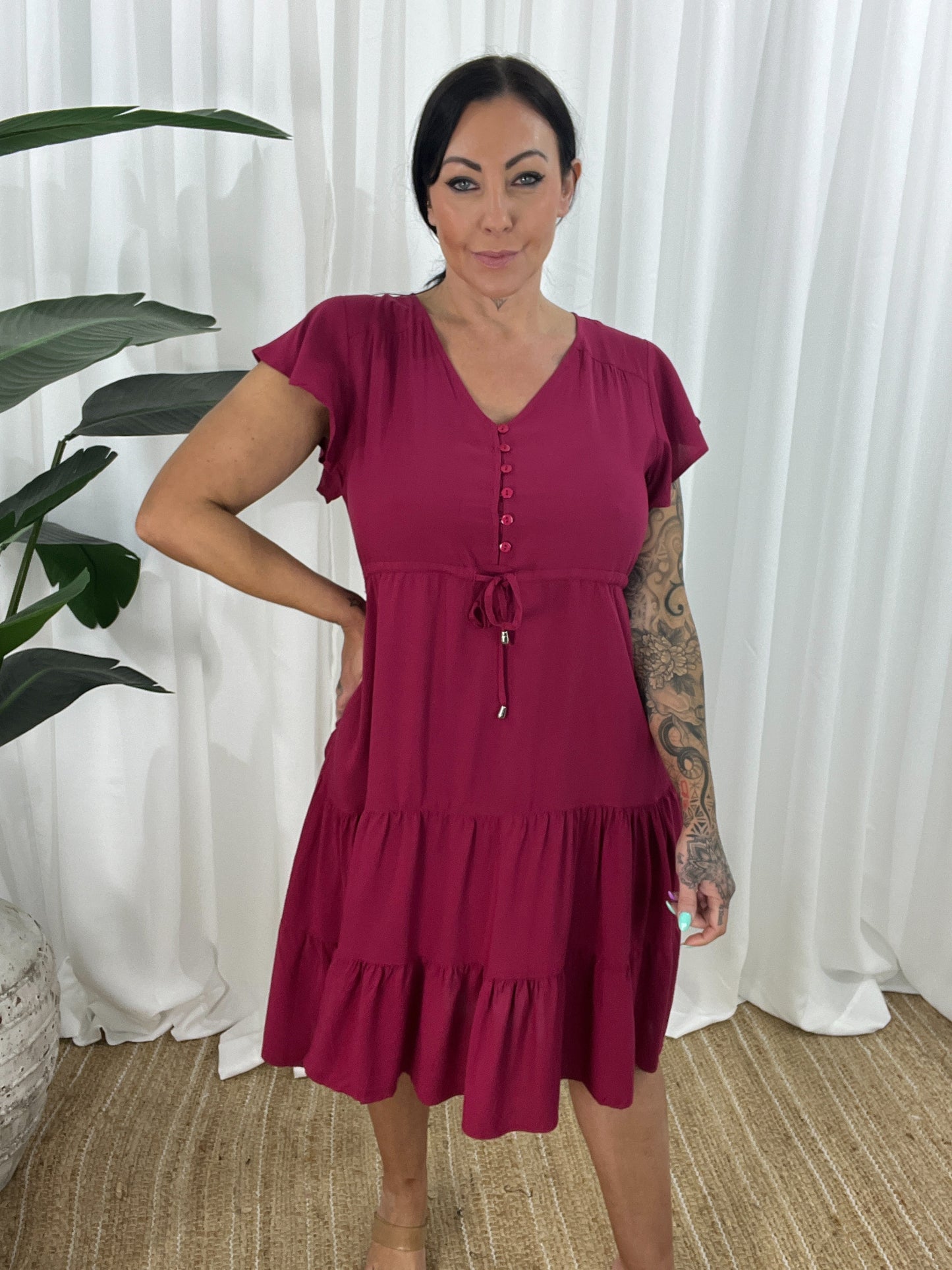 Casual V-Neck Short Sleeve A-Line Dress