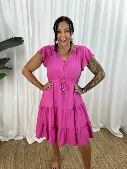 Casual V-Neck Short Sleeve A-Line Dress